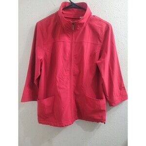 Zenergy Chicos 1 Med Jacket Red Lightweight Full Zip Pockets Travel 3/4 Sleeve